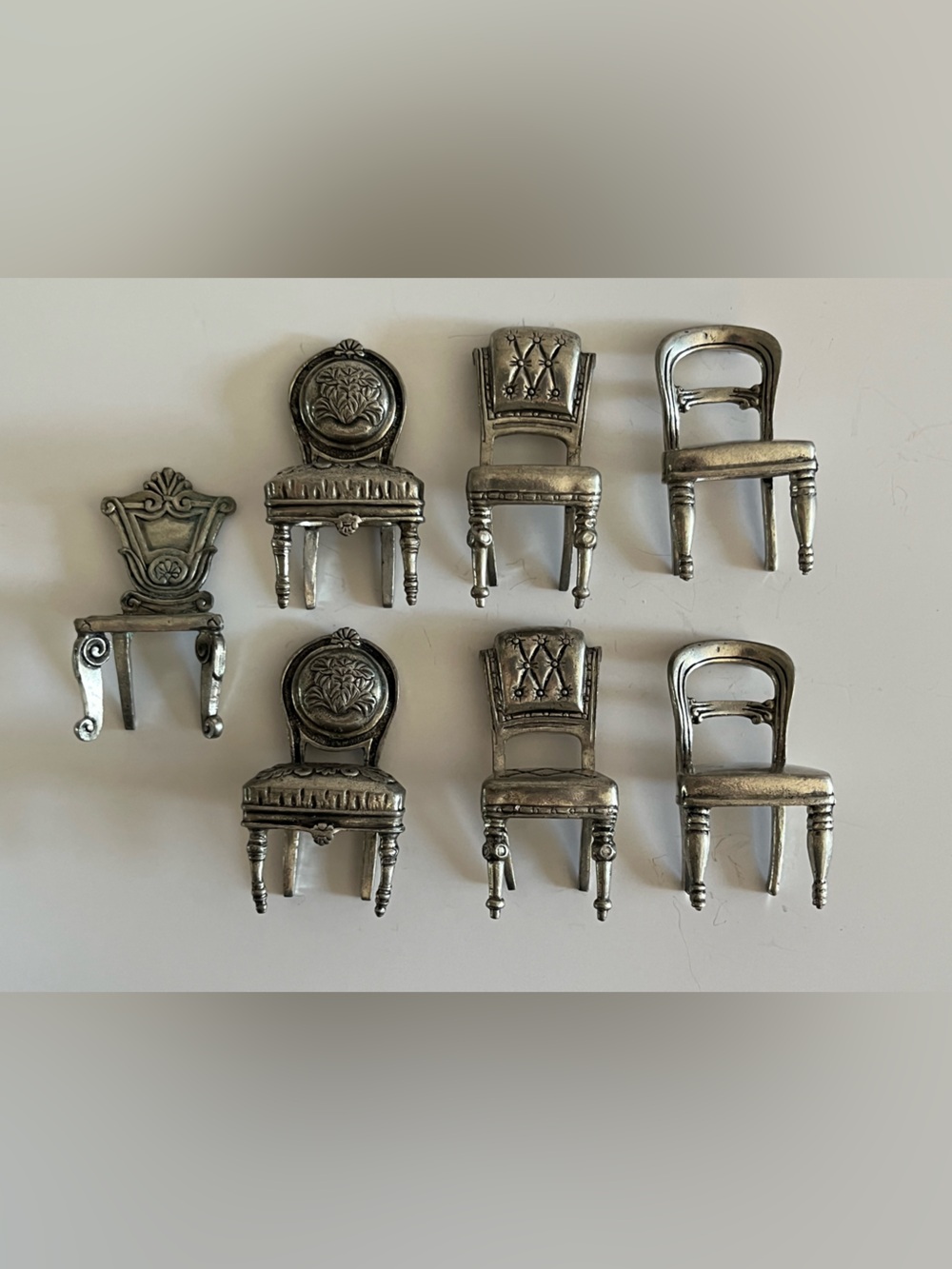 VTG 90s Pewter Miniature Chair Place Card Holders / Escort Stands